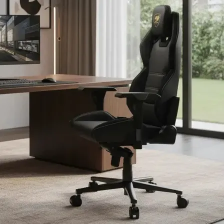 Silla Profesional Cougar Hotrod Royal Color Negro Material del tapizado Cuero sintético