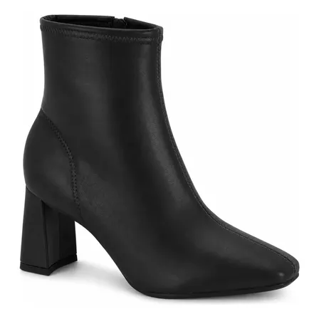 Bota Feminina Cano Baixo Ankle Boot Salto Bloco Original Preto 37 Br