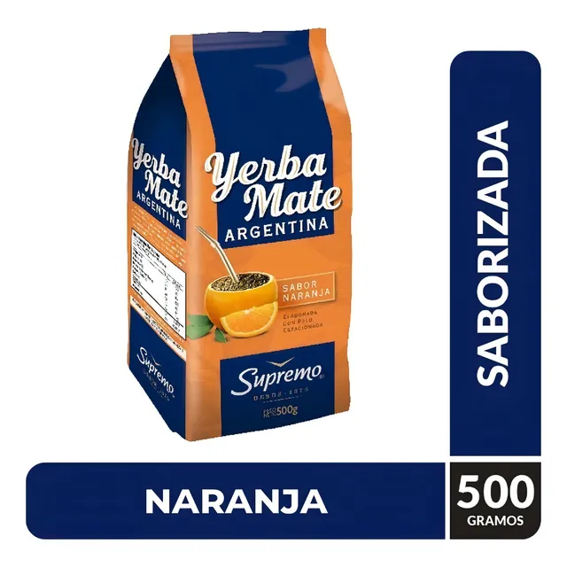Yerba Mate Argentina Sabor Naranja Supremo 500grs.