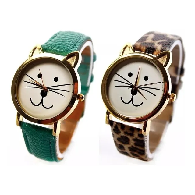 Reloj Juvenil Dama Gatito Geneva, Para Niña O Dama Fashion