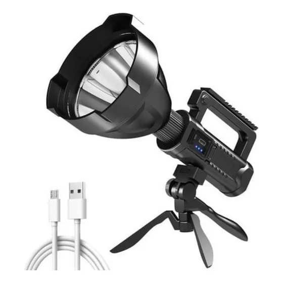 Foco Linterna Led Largo Alcance 600 Metros + Usb + Trípode