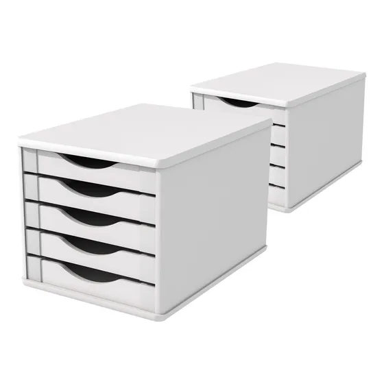 Conj 2 Caixa Arquivo Mdf Branco C/ 5 Gavetas Brancas R 3306