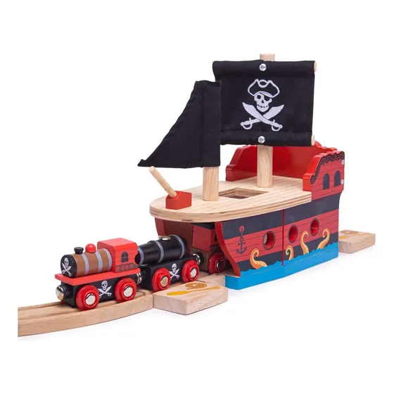 Bigjigs Rail Galeón De Barco Pirata De Madera - Accesorios P