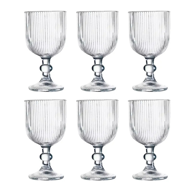 Jogo Com 6 Taças De Vidro Canelado 400ml Design Elegante E Resistente Ideal Para Suco Água...