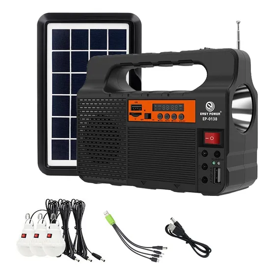Generador Solar Portátil: Radio, Altavoz, Cargador, Linterna