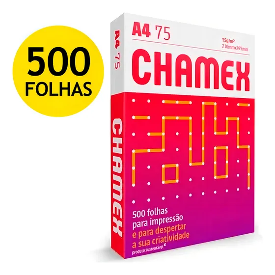 Papel sulfite A4 Chamex resma 500 folhas 75g 210mmx297mm branco