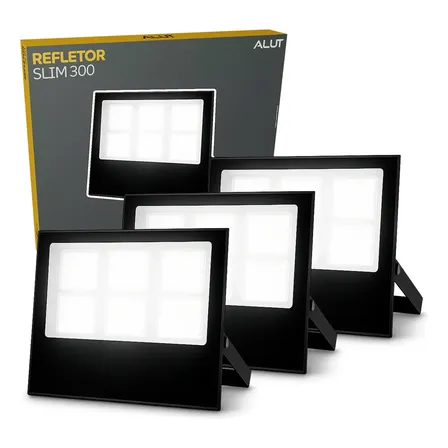 Kit 3 Refletor Led 300w 6500k Branco Frio Ip65 A Prova D'água Preto Cod: Alut010041-3 Alut By Avant