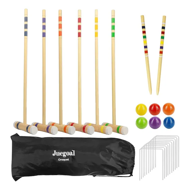 Juego De Croquet Deluxe Para 6 Jugadores, Mazo De Madera, 71