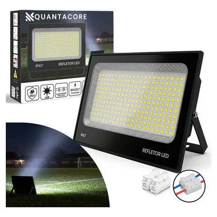 Refletor Led 600w Quantacore Branco Frio 6500k Ip67 Carcaça Preta 127/220v Preto
