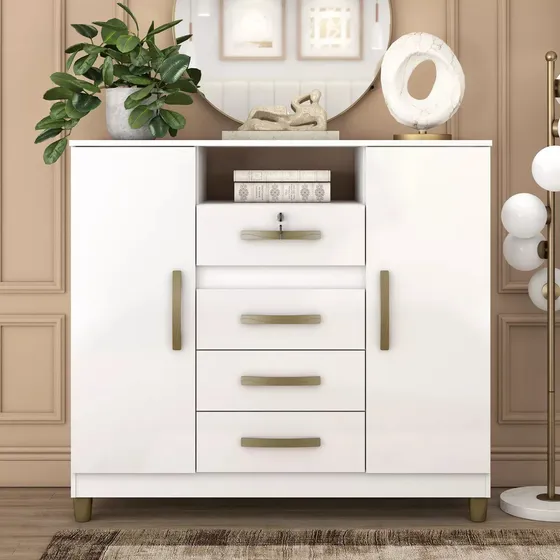 Comoda Cajonera Puertas Perchero Con Llave Dormitorio Grande