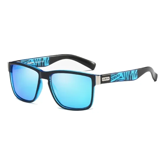 Anteojos de sol polarizados Dubery Sol D518 diseño Espejo armazón negro/azul y lente azul