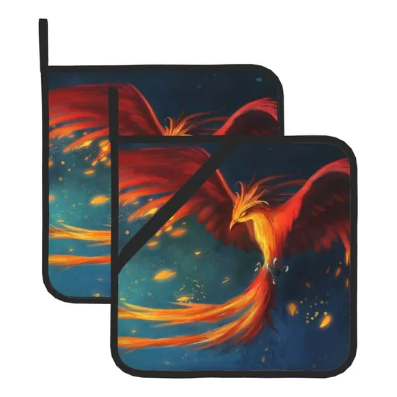 2 Soporte Cuadrado Aislado Para Olla Diseño Fenix Rojo