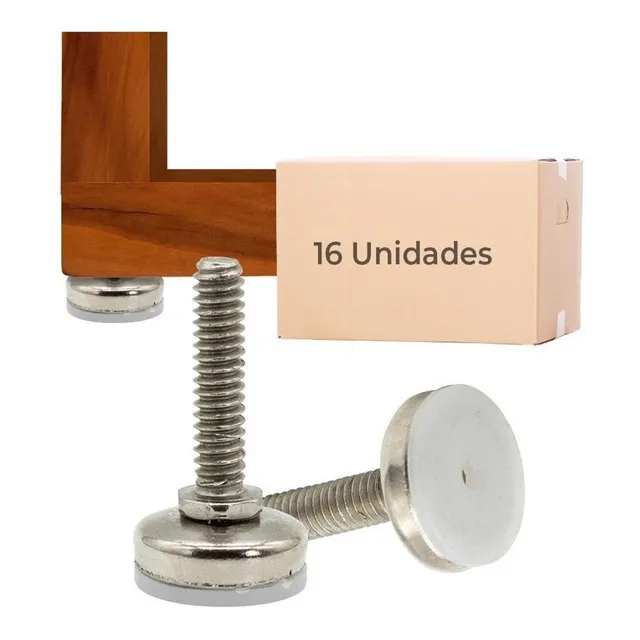 Pé Sapata Niveladora Regular 1/4x25mm Cadeira Movel 16 Peças