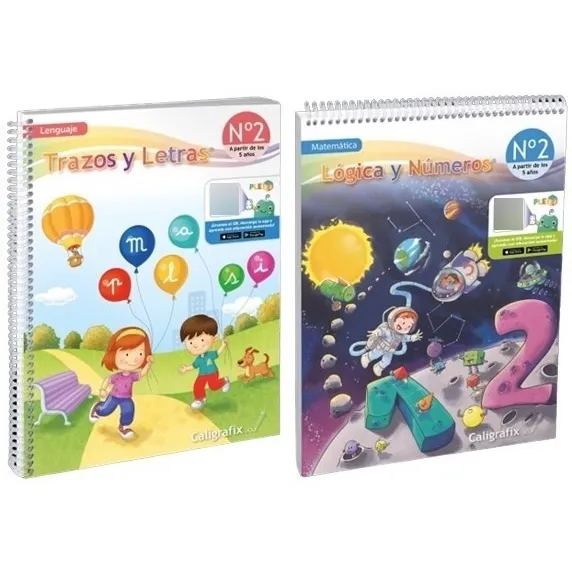 Pack Trazos Y Letras 2 + Lógica Y Números 2 (kinder) Cx