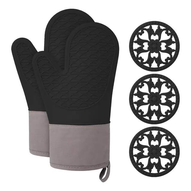 5 Guante Horno Silicona Resistente Al Calor Soporte