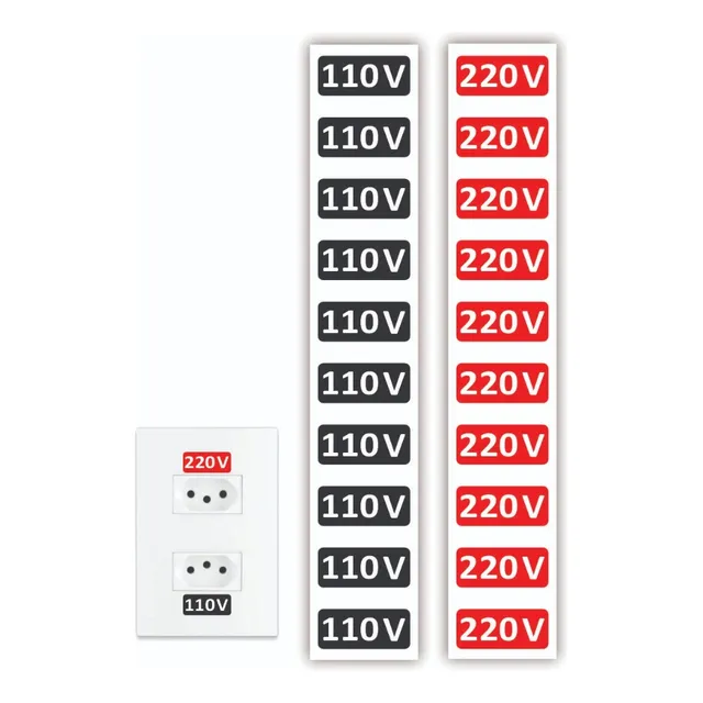 20 Etiquetas Tomada 110/220 Volts Voltagem Identificação