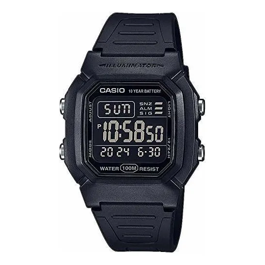 Casio W-800h-1bv Color negro sumergible con luz verde