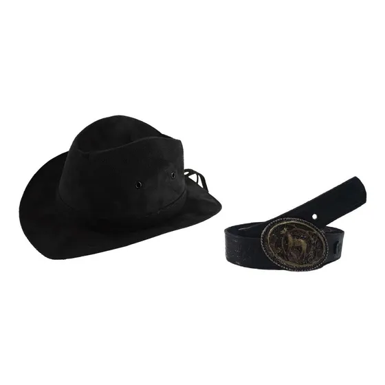 Kit Cinto Cowboy Country Infantil + Chapéu Camurça