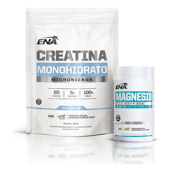Combo Creatina Monohidrato 300g + Citrato Magnesio 60 Caps