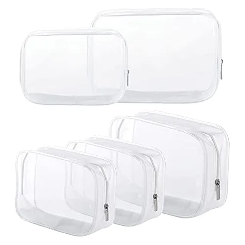 5 Pack De Plástico Transparente Zippered Toiletry Vsm4h
