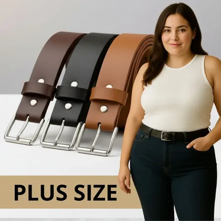 Kit 3 Cinto Feminino Plus Size De Couro Monata Casual Social Cinto Plus Size Lisa 46 Ao G3 - 140 Cm Preto/caramelo/café