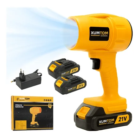 Soprador De Folhas Portátil Xumtom Xt650 Sem Fio 21v 1050w Com 2 Baterias Amarelo 127/220v