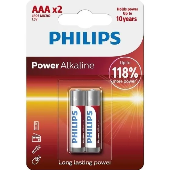 Pila Bateria Aaa Triple A Alcalina Philips Blister X2und