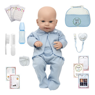 Boneco Reborn Careca 43cm Olhos Azuis Com Bolsa 15 Itens Boneco Reborn Careca 43cm Olhos Azuis Com Bolsa 15 Itens