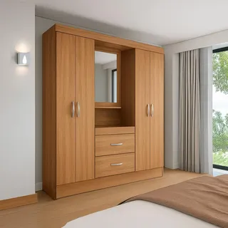 Guarda-roupa Espelho Embers 4 Portas 2 Gavetas AmĂȘndola Guarda-roupa Espelho Embers 4 Portas 2 Gavetas AmĂȘndola