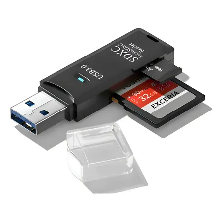 Leitor Cartão Usb 3.0 Leitor Usb 3.0 Micro Sd Sdxc Preto 5gbps