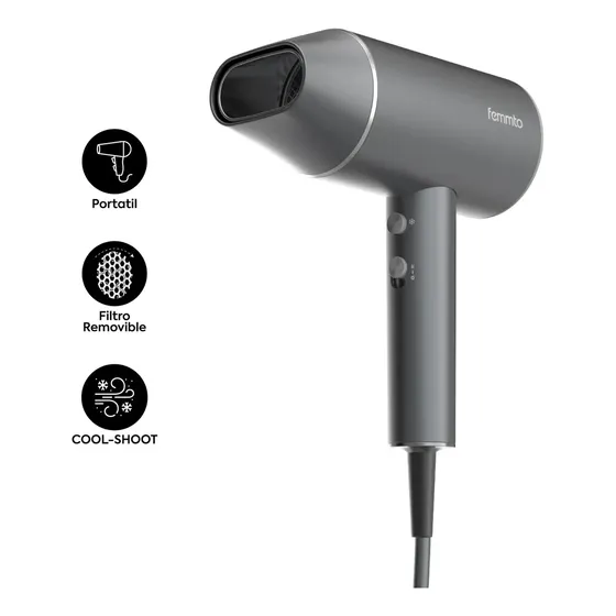 Secador de Pelo 2100W Compacto con Aire Frío Filtro Removible Femmto Ventus