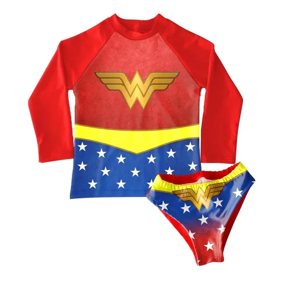 Conjunto De Traje De Baño Para Niña Mujer Maravilla