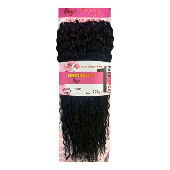 Cabelo Orgânico Cacheado Weng Crochet Braids 300g F-2281 Cor Preto