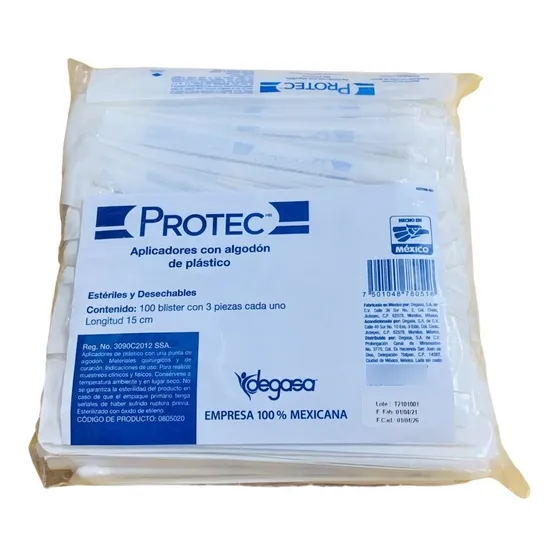 Aplicadores Con Algodón De Plástico Protec 100 Blister C/3pz