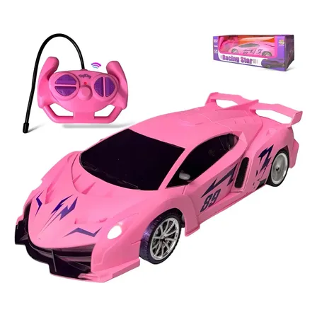 Carrinho Controle Remoto Brinquedo Recarregável Rosa Roxo Personagem Ninho Boy Rosa-claro