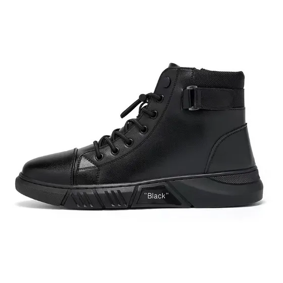 Botas Altas De Cuero Pu Martin Informales Negras Para Hombre