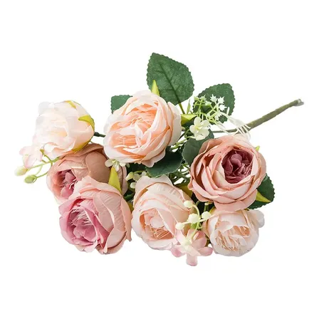Buque De Peônia Artificial Qualidade Aaa Com 7 Rosas