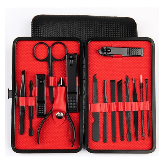 Set X15 Manicuria Pedicuria  Alicate Estuche Tijera Limas