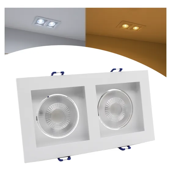 Spot Recuado Duplo Embutir Mr16 Lâmpada Led 10w Branco