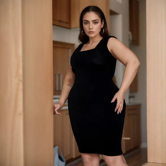 Vestido Plus Size Tubinho Modelador Gola Quadrada Casual Mid