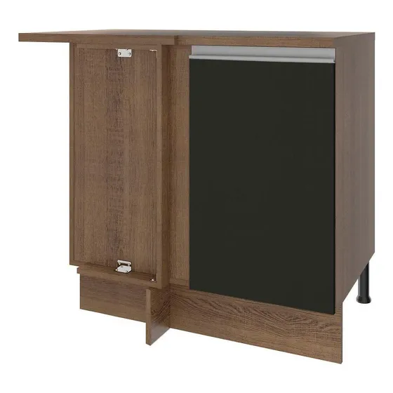 Gabinete Bajo Cocina Madesa Glamy 94cm Con Encimera Mn Color Marrón/Negro