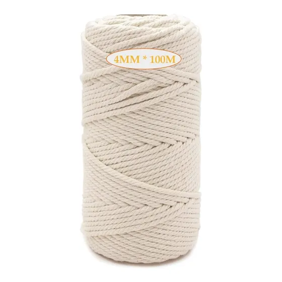 Cuerda / Cordón De Algodón Natural Hilo Macramé 4mm*100m