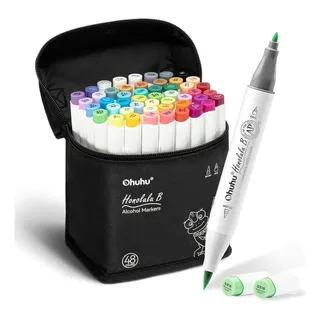 Ohuhu Kit Caneta Marcador Permanente Ponta Dupla 48 Cores