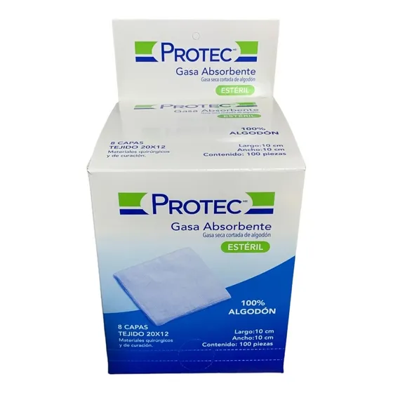 Gasa Estéril 10x10 Protec Caja C/100 Sobres