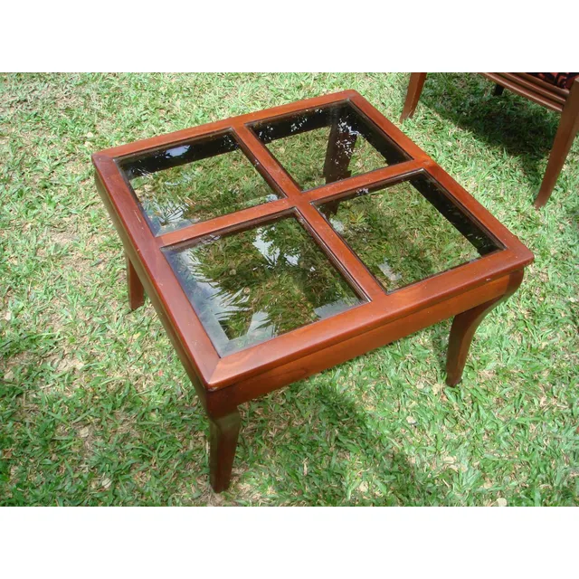Mesa De Madera Centro Desala Auxliar Con Vidrios