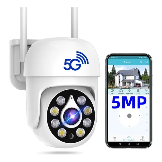 2nlf® Cámara De Seguridad Exterior Wifi6 5g/2.4g Ultra Full Hd Visión Color Blanco 5MP