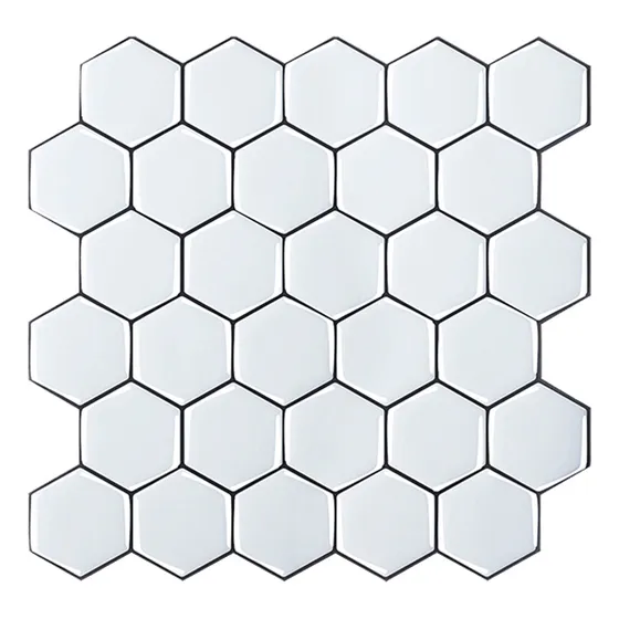 Mosaico Autoadhesivo Decorativo 3d - Hexágonos Blancos - 30.5 Cm X 30.5 Cm - Marca Decopro