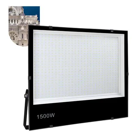 Refletor Led Holofote 1500w Ip66 Forte Luz Fria Carcaça Preto Luz Branco-frio