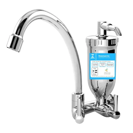 Torneira Filtro De Cozinha Parede Slim Cromado ¼ Volta C-72 Cor Prateado