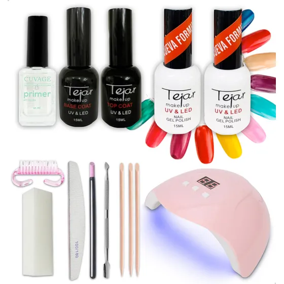 Kit Inicial X 14u Tejar Manicuria Esmalte Semi Cabina Led Uv